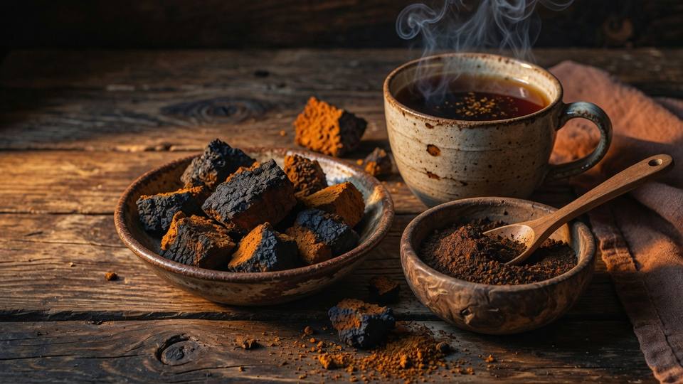 Чага кусками и порошком